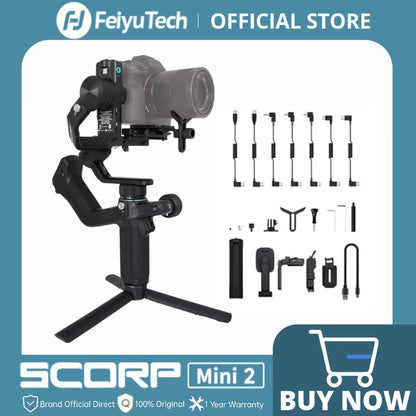 SCORP Mini 2 Handheld Gimbal 3-Axis Mirrorless & Action Camera Smartphone with AI Tracker Magnetic Fill, 1.2Kg Payload