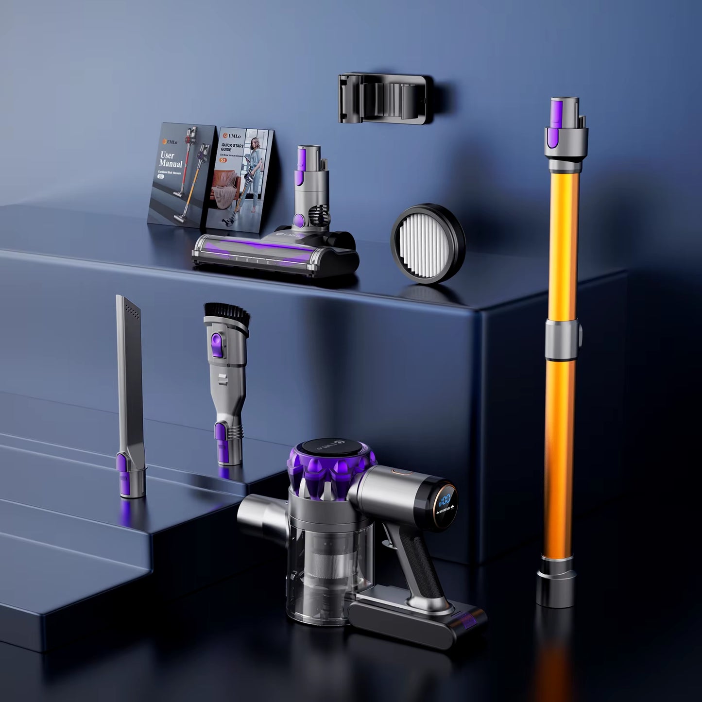 YISORA Cordless Vacuum Cleaner, 40Kpa 55Mins Running Time Wireless Vacuum Cleaner with Touchscreen for Pet Hair, Carpet