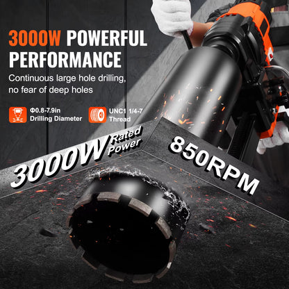 Succebuy 3000W/3200W Core Drill Machine with Diamond Stand for Rugged Concrete Drilling - Wet and Dry Use