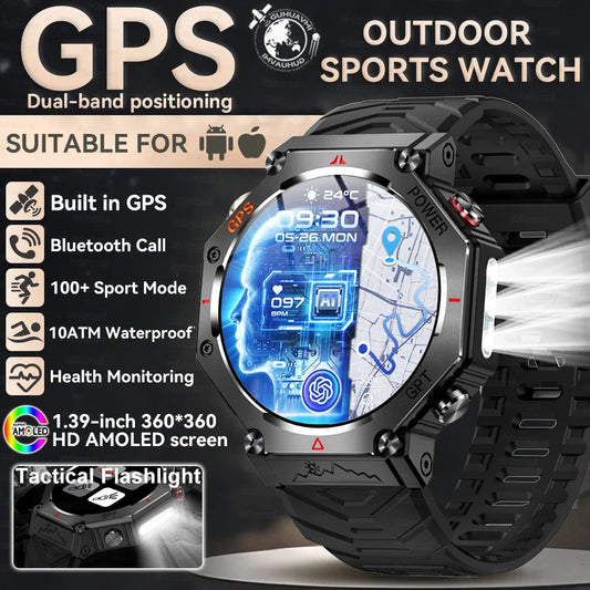 2025 NEW T-Rex 3 Military Smartwatch 10ATM Waterproof Bulit-In GPS Compass Altimeter Barometric AMOLED Bluetooth Call Smartwatc