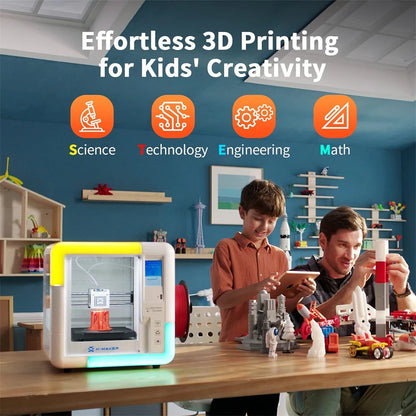  X-MAKER Children'S 3D Printer High Precision 0.1/0.05Mm Ultra Silent <50Db Wireless Smart One-Press Printing Wifi USB Safe Enclosed Design