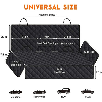 Universal Waterproof Car Seat Cover for Pets - Non-Slip Back Seat Protector with Adjustable Dog Seat Belts