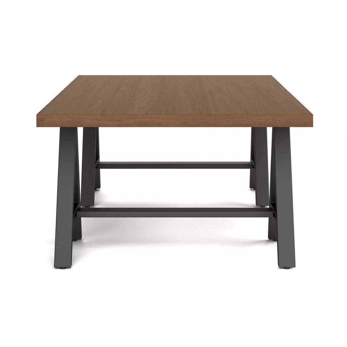 Hawkins Metal/Wood Coffee Table Walnut - Veneer & Metal Pedestal Base, Spot Clean