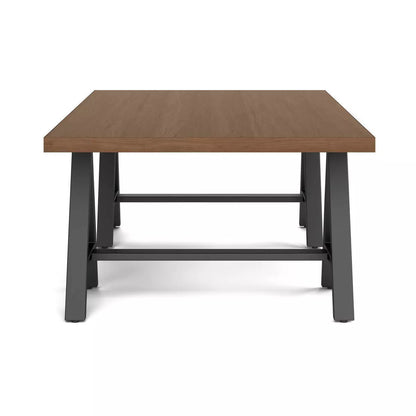 Hawkins Metal/Wood Coffee Table Walnut - Veneer & Metal Pedestal Base, Spot Clean
