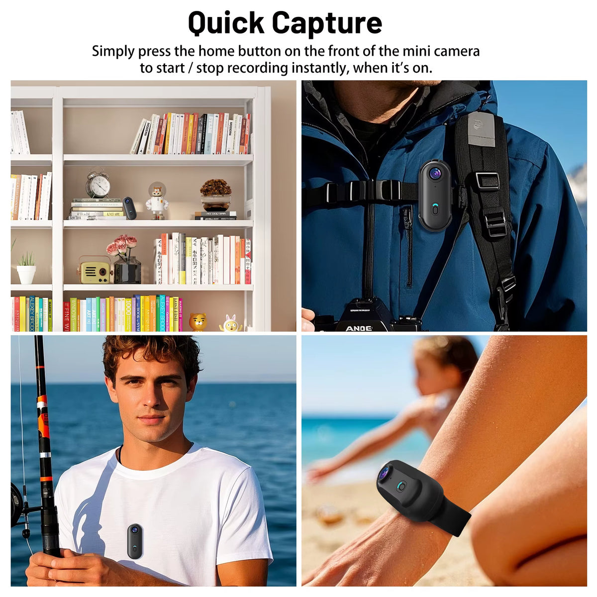 4K Mini WIFI Action Camera 128GB Thumb POV Portable Video Recorder with IPX7 Waterproof Camcorder Helmet Mount Vlogging (Black)