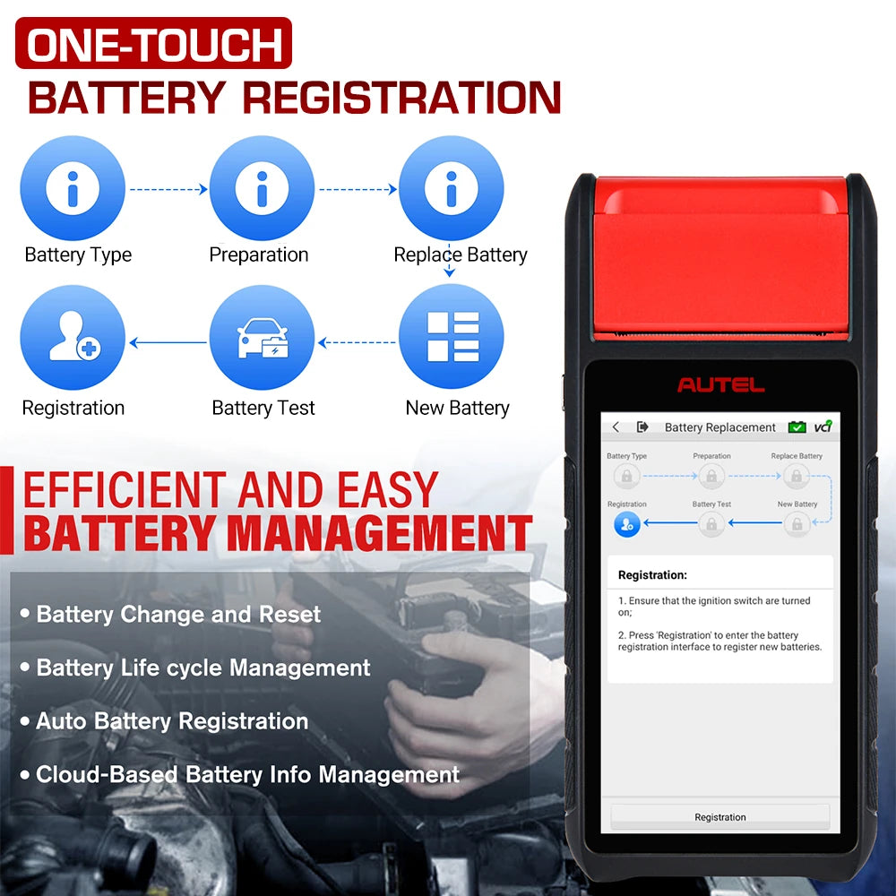  Maxibas BT608E Car Battery Tester Scanner 12V 24V 100-3000 CCA Battery Analyzer All System Diagnostic Battery Registration Tool