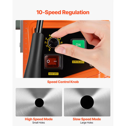 Succebuy 1300/1550W Portable Electric Magnetic Drill Press with Variable Speed 0-500 RPM for Metal Surfaces