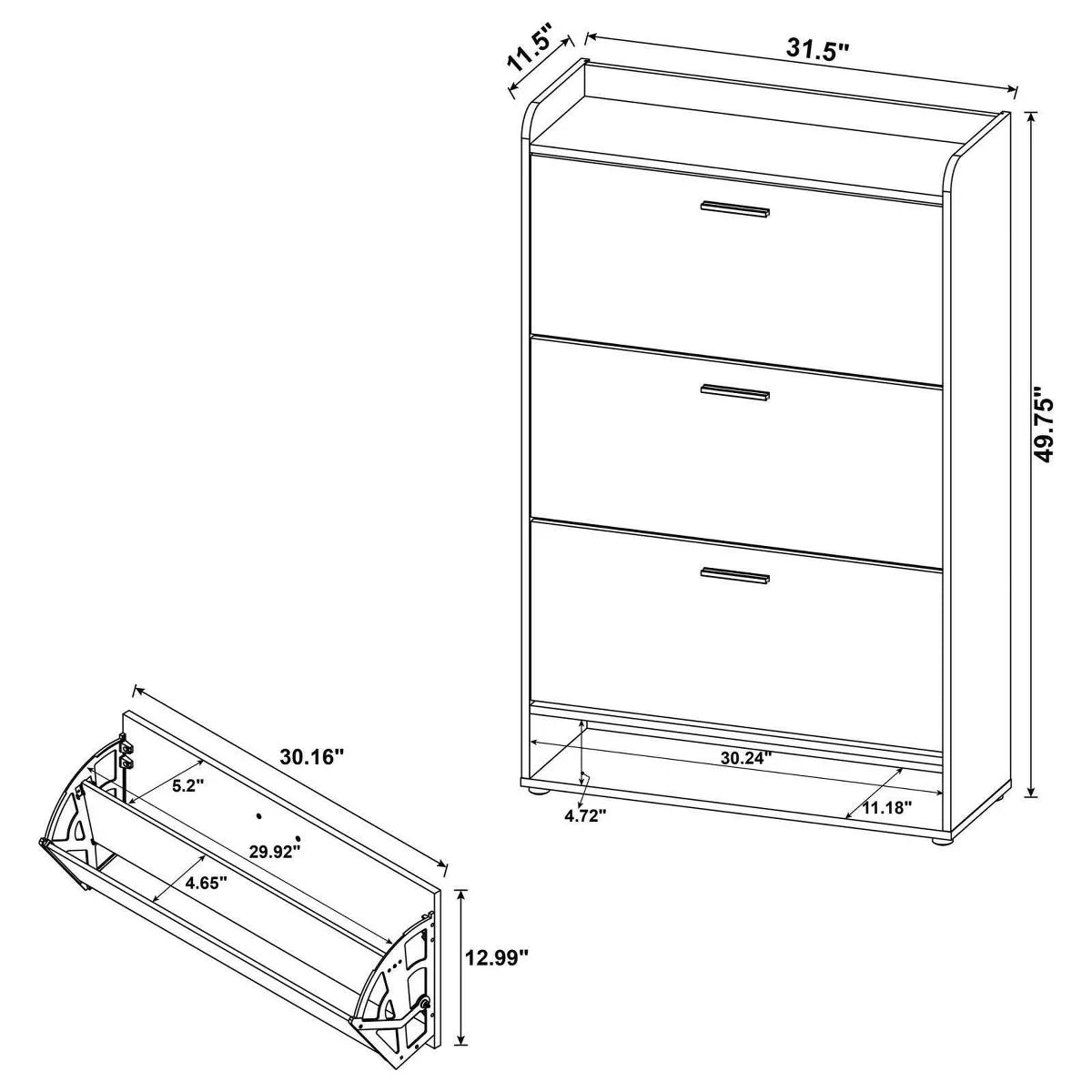 3 Tier Modern Wood Shoe Cabinet