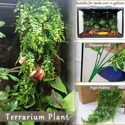 Flexible Plastic Leaves Hanging for Reptile Plants,Bendable Jungle Climbing Vine,Pet Terrarium Decor,Bearded Lizard Gecko Frog