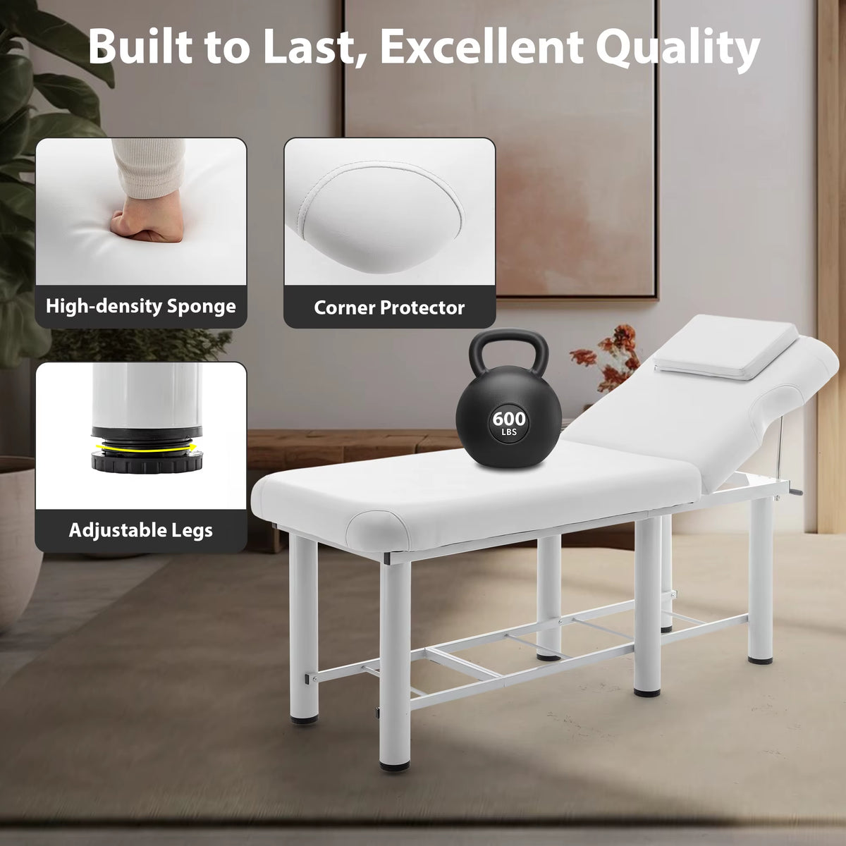 LZBEITEM Professioanl Massage Table, Backrest Adjustable, Removable Headrest, Bottom Shelf Storage, Memory Foam Layer Salon Bed