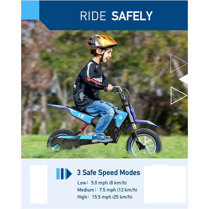 Hiboy 36V 300W Electric Motorcycle - Maximum Speed of 15.5 MPH and 13.7 Miles Range, 3-Speed Modes Electric Dirt Bike for Children Ages 3-10