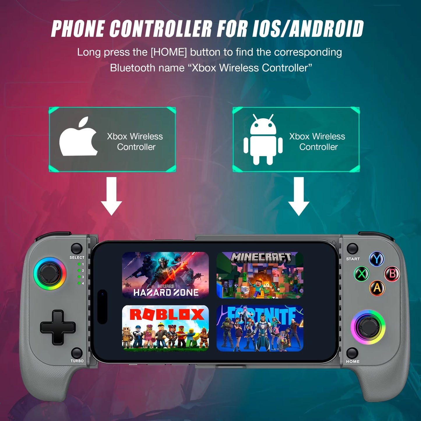 BEBONCOOL MC103 Gamepad Type-C Mobile Phone Controller Hall Effect Stretching Handle Joystick Android Ps Cloud Game Customized