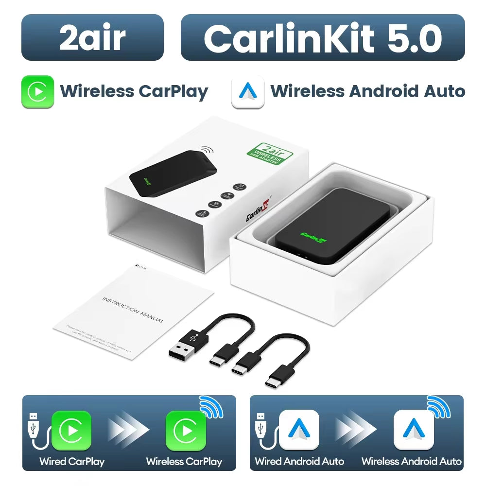 Carlinkit 5.0 Mini Ultra Wireless Adapter for OEM Vehicles - Seamless Wireless CarPlay and Android Auto with Plug and Play WiFi and Bluetooth Connectivity