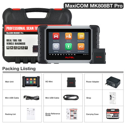 Autel Maxicom MK808BT PRO OBD2 Automotive Diagnostic Scanner - Advanced Bidirectional Tool with Key Coding, Active Tests, Injector Coding, and Comprehensive System Coverage