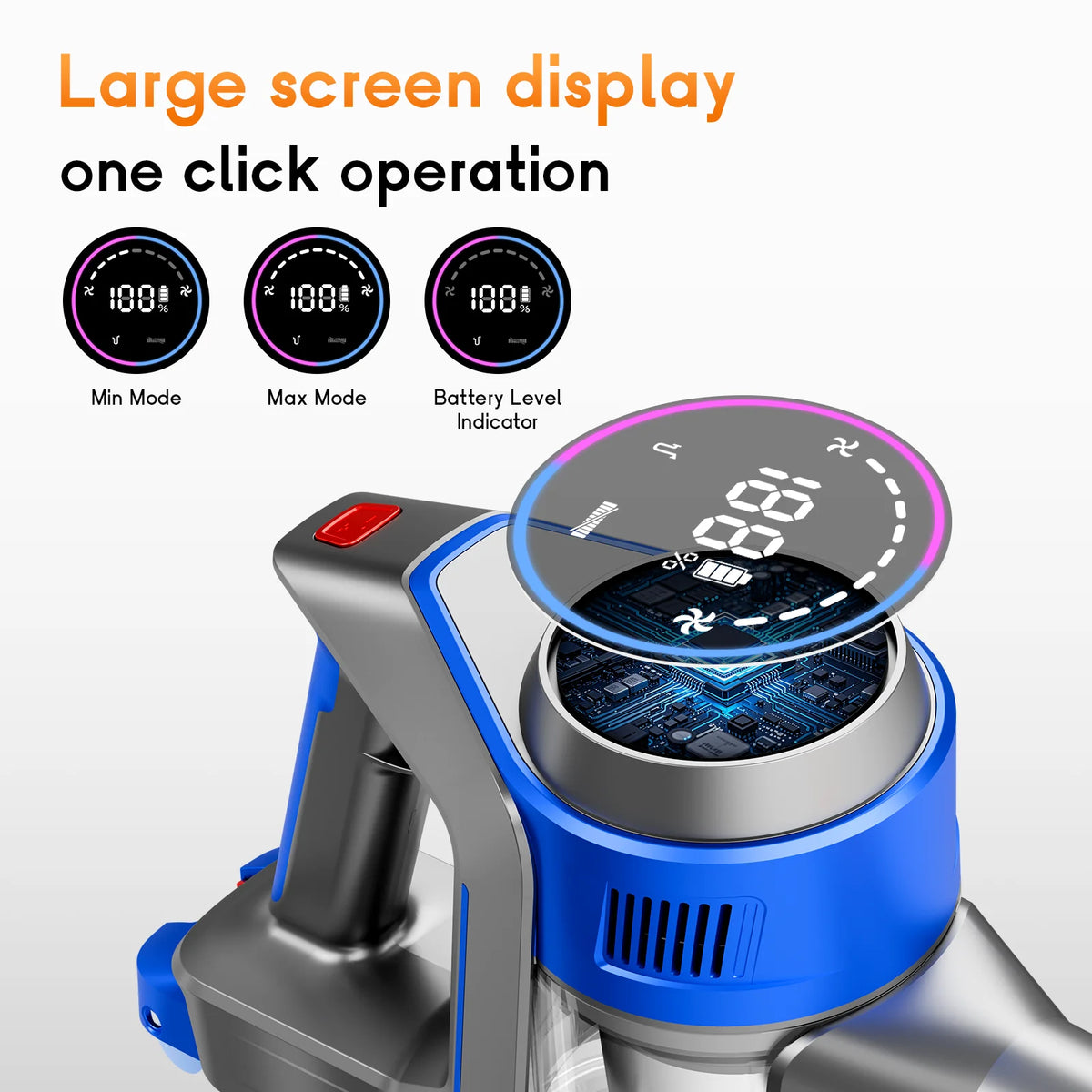 Honki 78KPA Cordless Vacuum Cleaner - High-Power Handheld Device with LED, Strong Suction for Wet and Dry Cleaning, Ideal for Pet Hair and Carpets