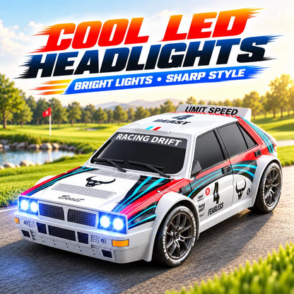 ZNLYRION 1:24 Scale RC Drifting Race Car - 4WD, Adjustable Speed (20Km/H), Includes Spare Drift Tires, LED Headlights and Taillights, Ideal for Boys and Adults