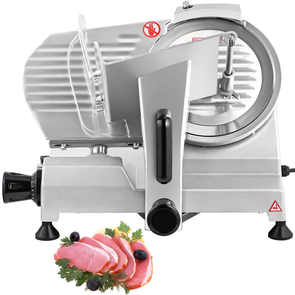 Succebuy Electric Deli Food Slicer with 8/10 Inch Carbon Steel Blade, Adjustable Thickness for Commercial and Home Use, Ideal for Meat and Cheese Cutting