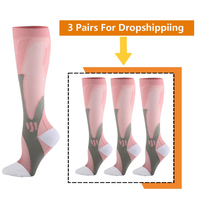 Brothock Athletic Compression Socks - 20-30 mmHg - 3 Pairs for Dropshipping - Nylon Medical Nursing Stockings