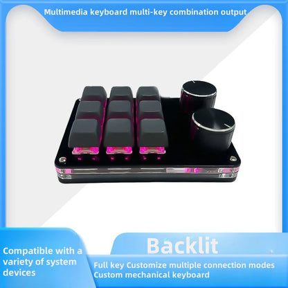 Programming Macro Custom 2 Knob Bluetooth Keyboard RGB 12 Key Copy Paste Mini Button Gaming Keypad Mechanical Hotswap Macropad