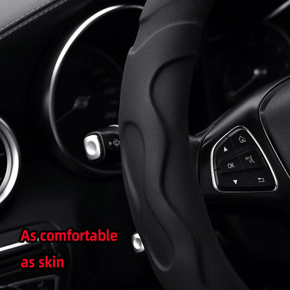Artificial Lambskin Three-Dimensional Sports Car Steering Wheel Cover for 14.5-15 Inch (37-38 CM) Wheels