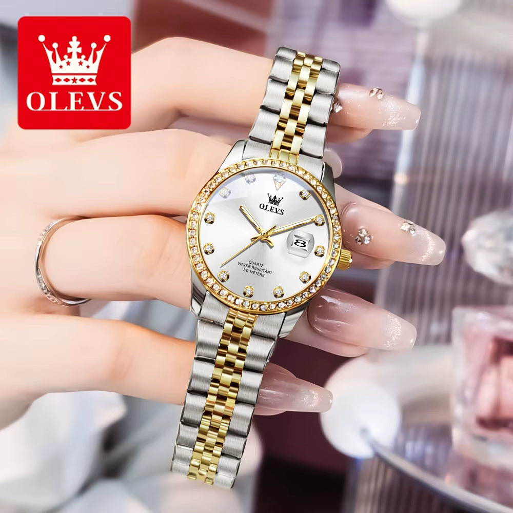 Top Brand Women'S Watches Elegant Simple Original Quartz Watch for Man Diamond Dial Waterproof Luminous Date Wristwatch