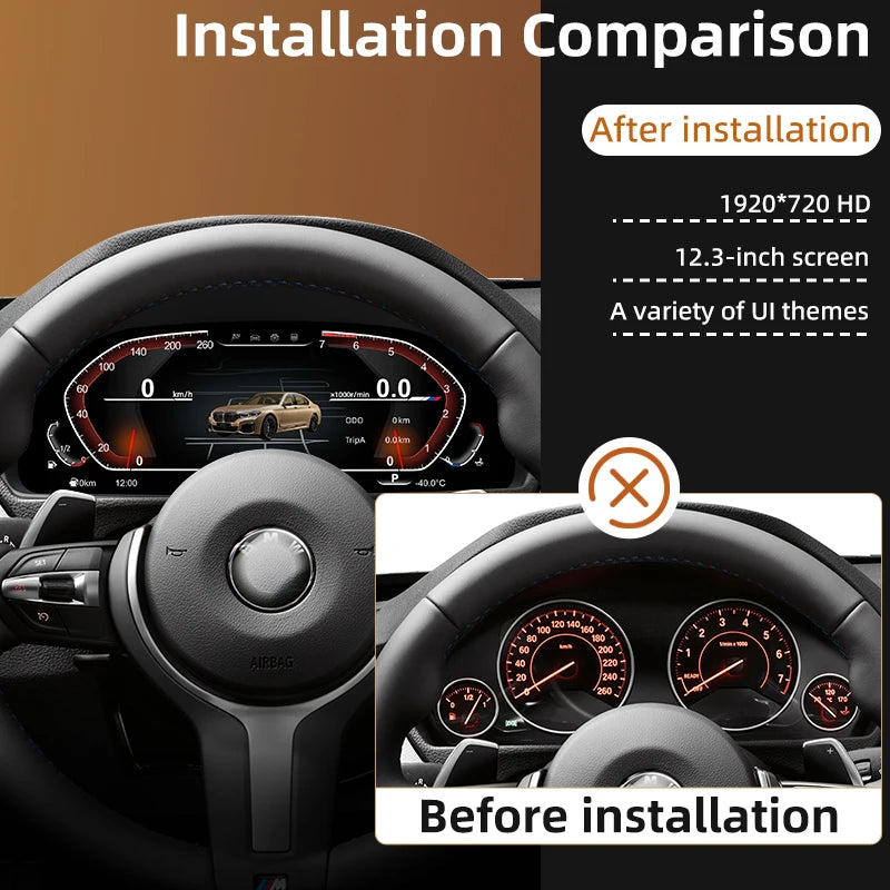 12.3-Inch Digital Instrument Cluster for BMW 5, 6, 7 Series and X3, X4, X5, X6 Models (F01, F07, F10, F15, F16, F18, F25, F26)