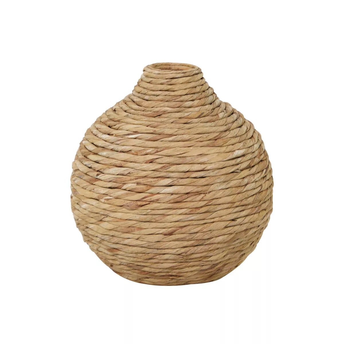 Seagrass Handmade Woven Vase in Brown - Bohemian Bottle-Shaped Tabletop Decor