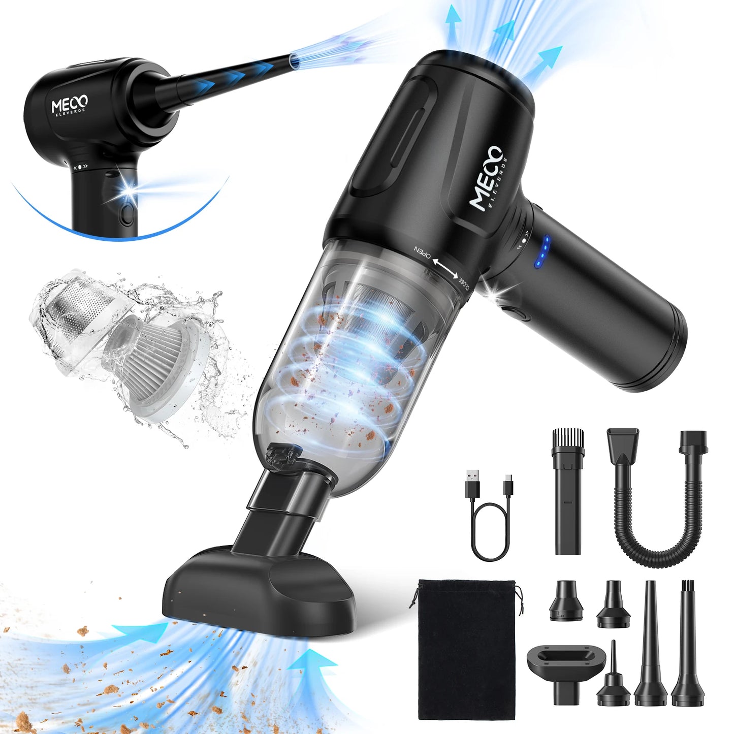 MEVC1 4 in 1 Air Duster & Vacuum Max 16KPA &110000RPM Strong Suction Power