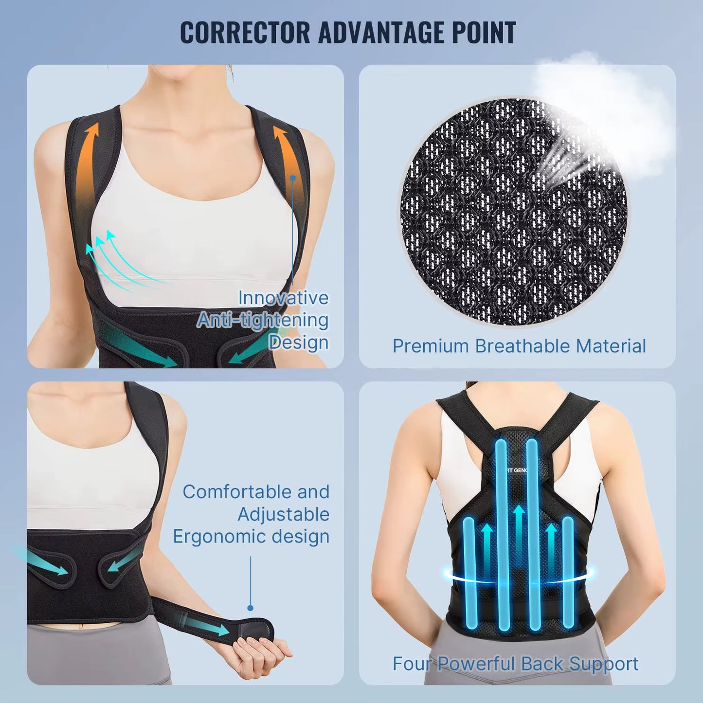 Back Brace Posture Corrector for Unisex Shoulder Straightener Adjustable Full Back Support Upper Hunchback Spine Corrector