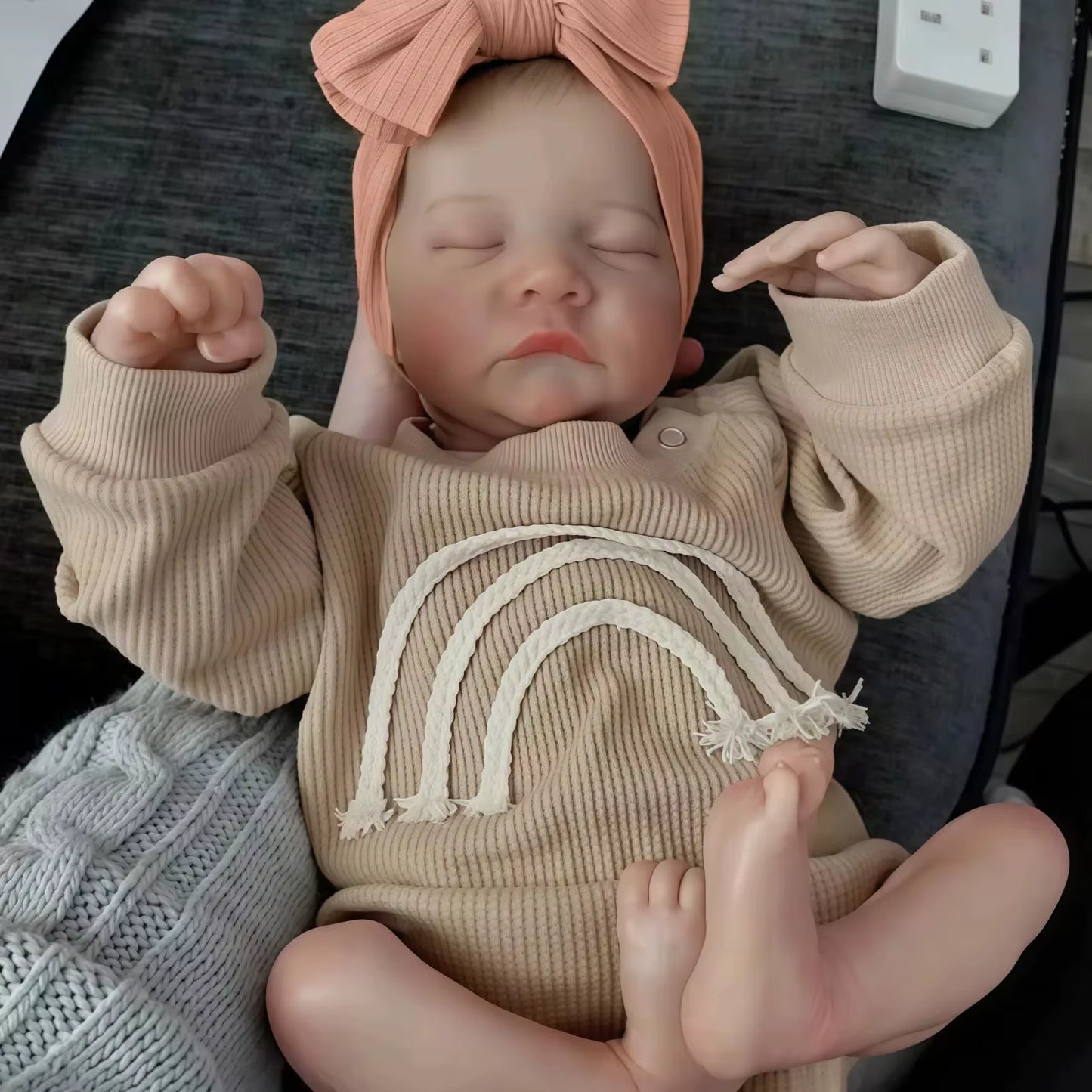 Risbecko Lifelike 43Cm Finished Reborn Doll, like Real Baby Handmade Art Doll, 3D Painted Skin with Visible Veins Vinyl Limbs