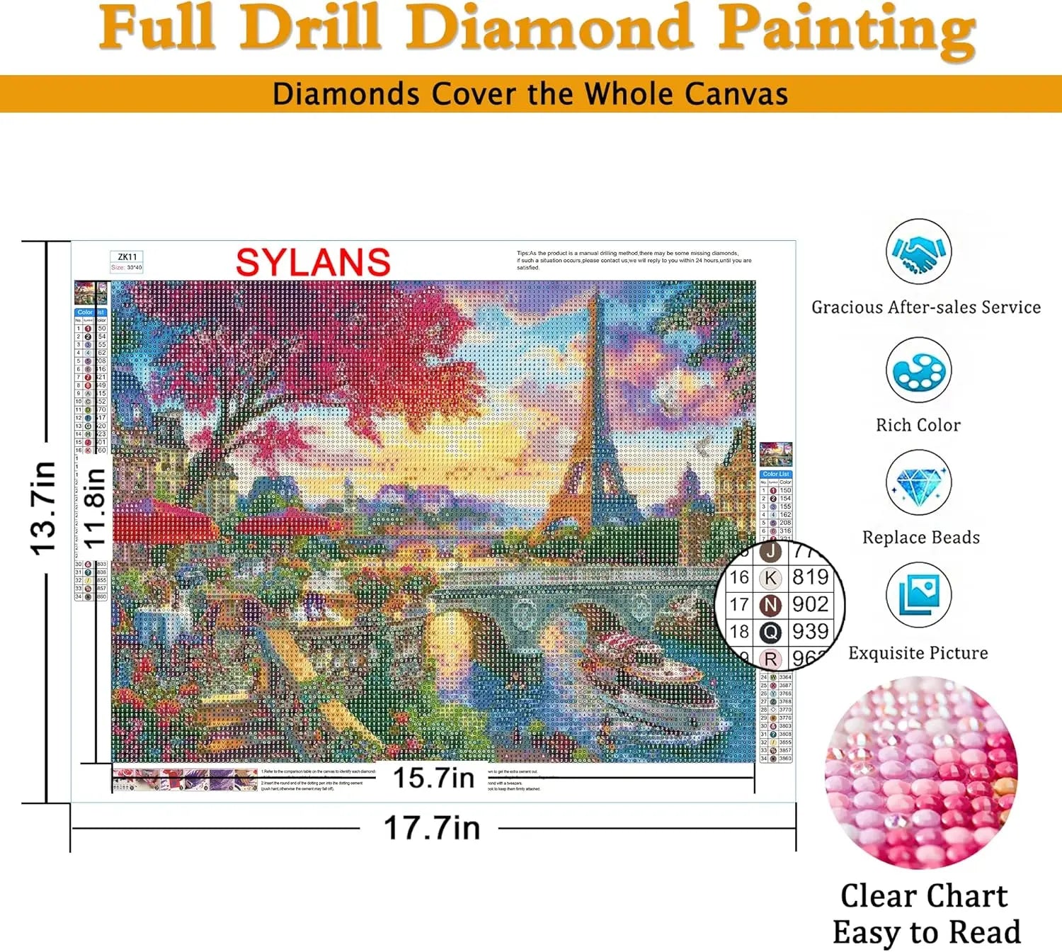 5D Paris Landscape Diamond Painting Kits for Adults Eiffel Tower Scenery Diamond Art DIY Full round Drill Painting with Diamonds