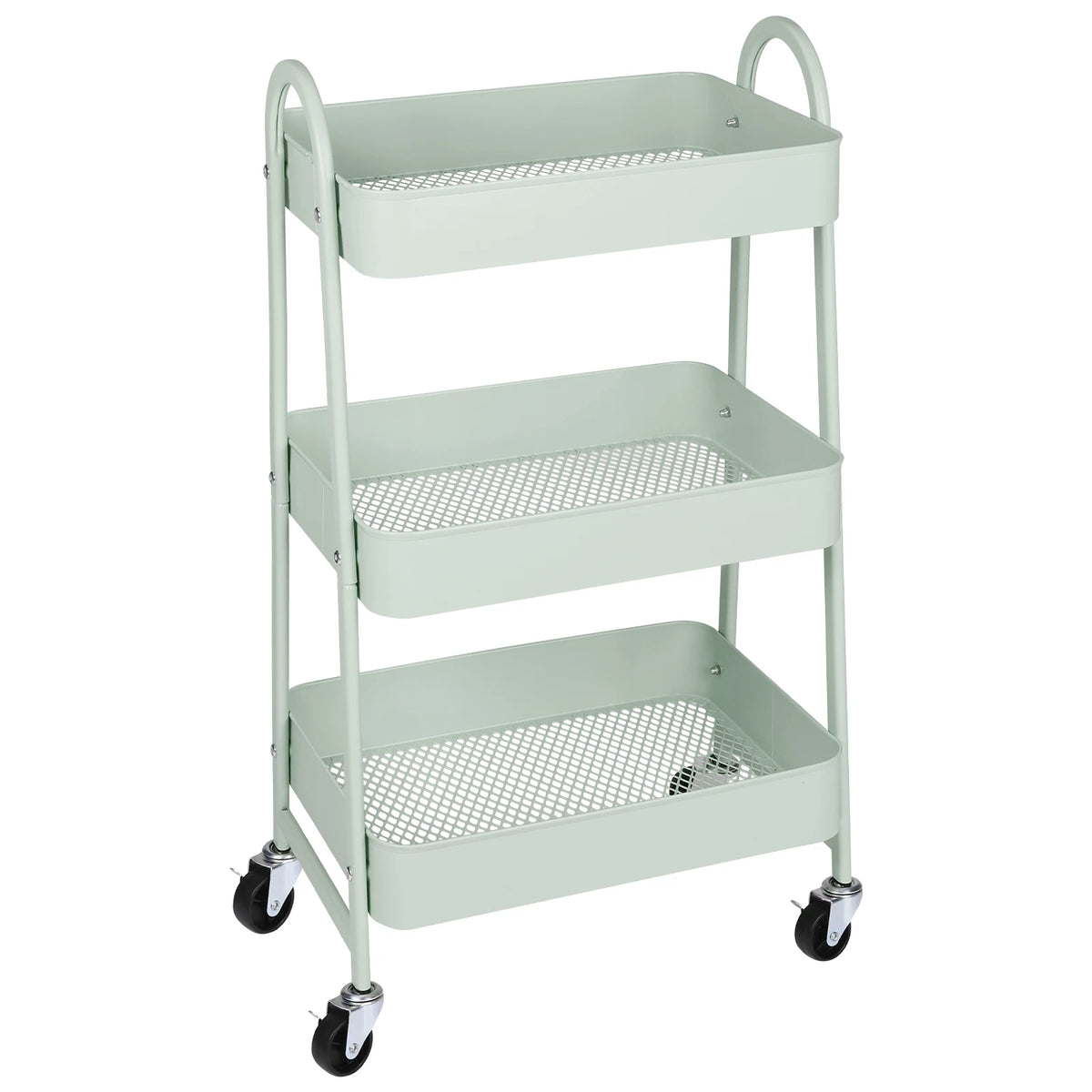 JHK 3-Tier Metal Kitchen Storage Cart with Lockable Wheels - Mobile Shelving Unit for Narrow Spaces and Utility Organization