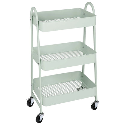 JHK 3-Tier Metal Kitchen Storage Cart with Lockable Wheels - Mobile Shelving Unit for Narrow Spaces and Utility Organization
