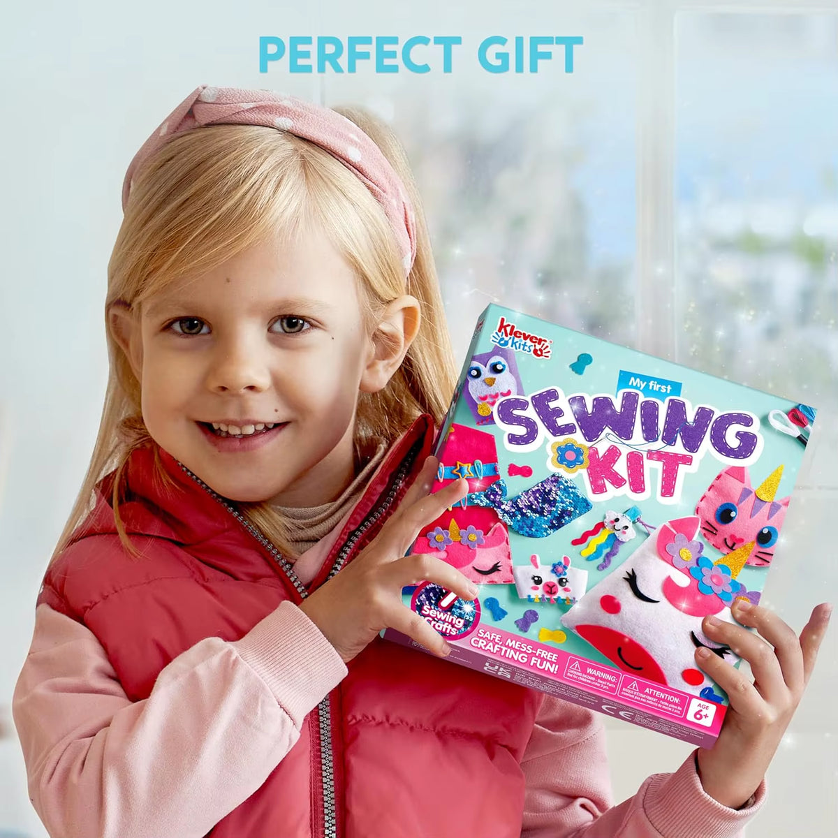 JOYFY 7-In-1 Kids Sewing Kit - Beginner-Friendly DIY Arts and Crafts for Girls, Perfect for Birthdays and Christmas, Featuring Unicorn and Mermaid Designs