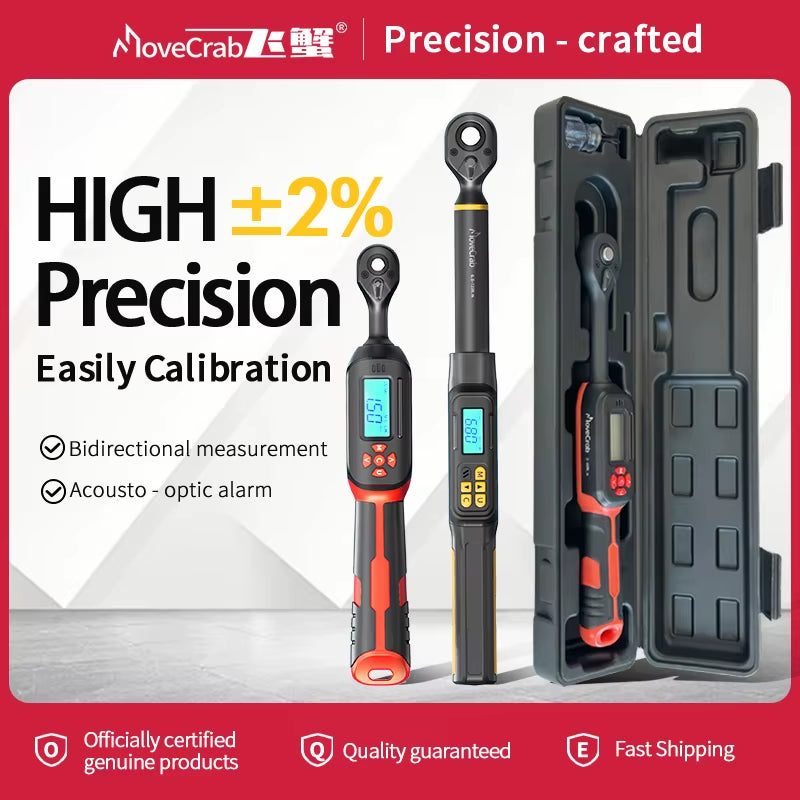 Digital Torque Wrench 1-340N.M 2% Accuracy Preset & Led/Buzzer Alerts for Bike Motorcycles Automotive Mechanical Tool