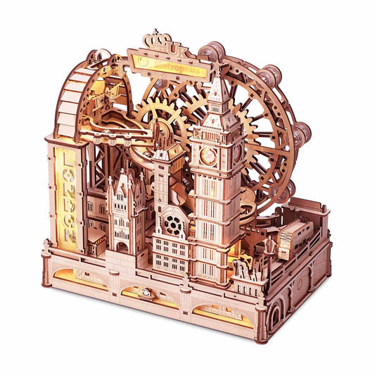 Rokr London Marble Run 3D Wooden Puzzle - Engaging Interactive Gift for Kids and Adults, Ideal for Craft Enthusiasts