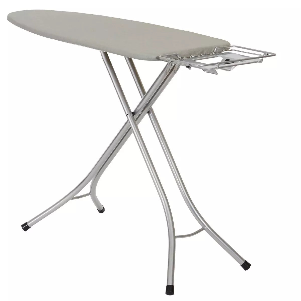 Wide Top Ironing Board with Silver Frame and Silicone-Coated Cotton Cover, Collapsible Design, 49" x 18
