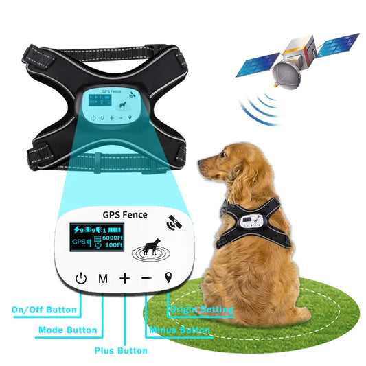 Advanced 5000Ft Wireless Electronic Dog Fence with GPS Technology and Adjustable Reflective Rechargeable Harness