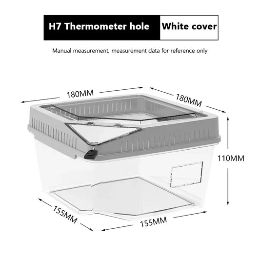 Reptile Habitat Terrarium Breeding Box Transparent Acrylic Anti-Escape Feeding Box with Thermometer for Lizard Scorpion Spider
