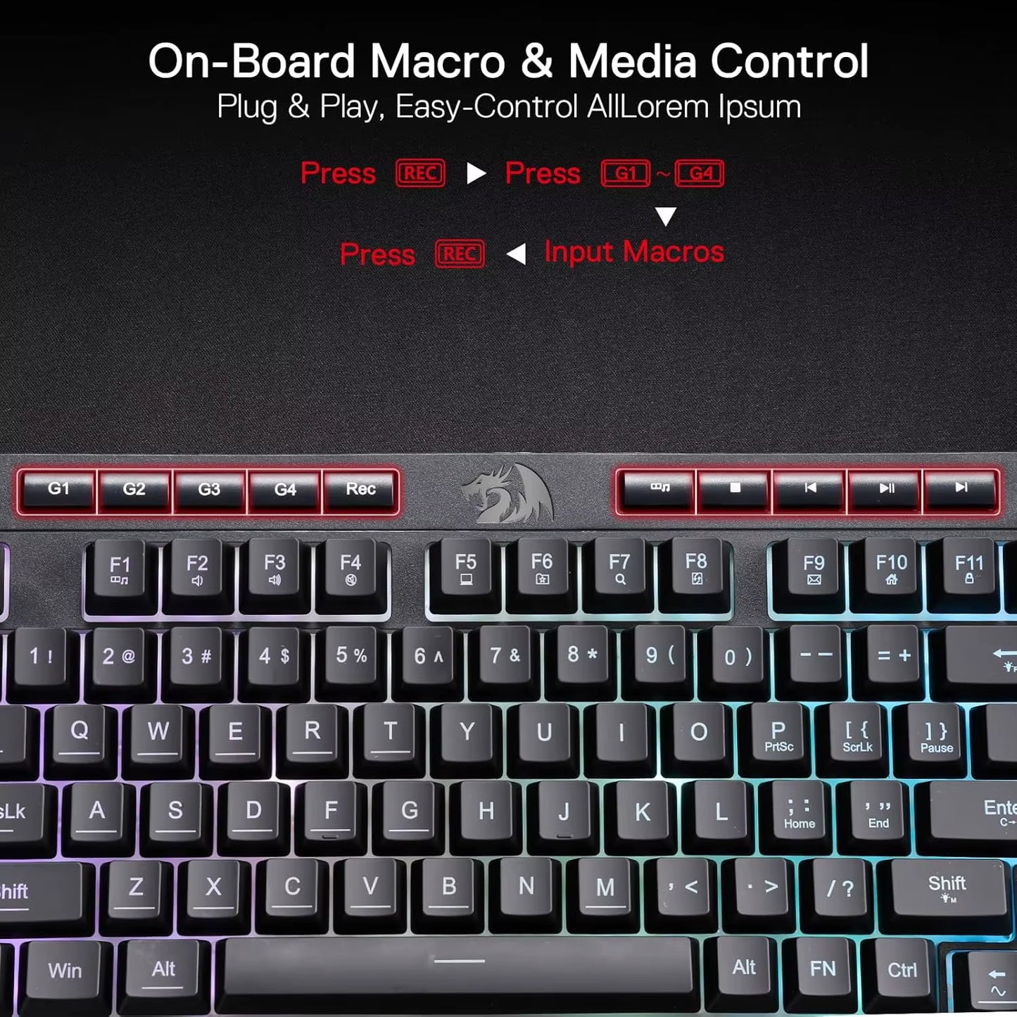 K515 Shiva RGB Membrane Gaming 98 Keys Mechanical Detachable Wrist Rest Smooth Linear Switch Keyboard