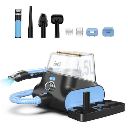 INSE P30 Ultra-Low Noise Dog Grooming Vacuum with 4.5L Dust Box and Pet Clipper for Efficient Pet Hair Removal