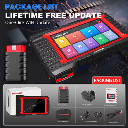 KINGBOLEN K7 Comprehensive Automotive Diagnostic Tool with ECU Coding, Active Testing, and 28 Reset Functions - Lifetime Free Updates, Comparable to LAUNCH X431 and CRP919E BT