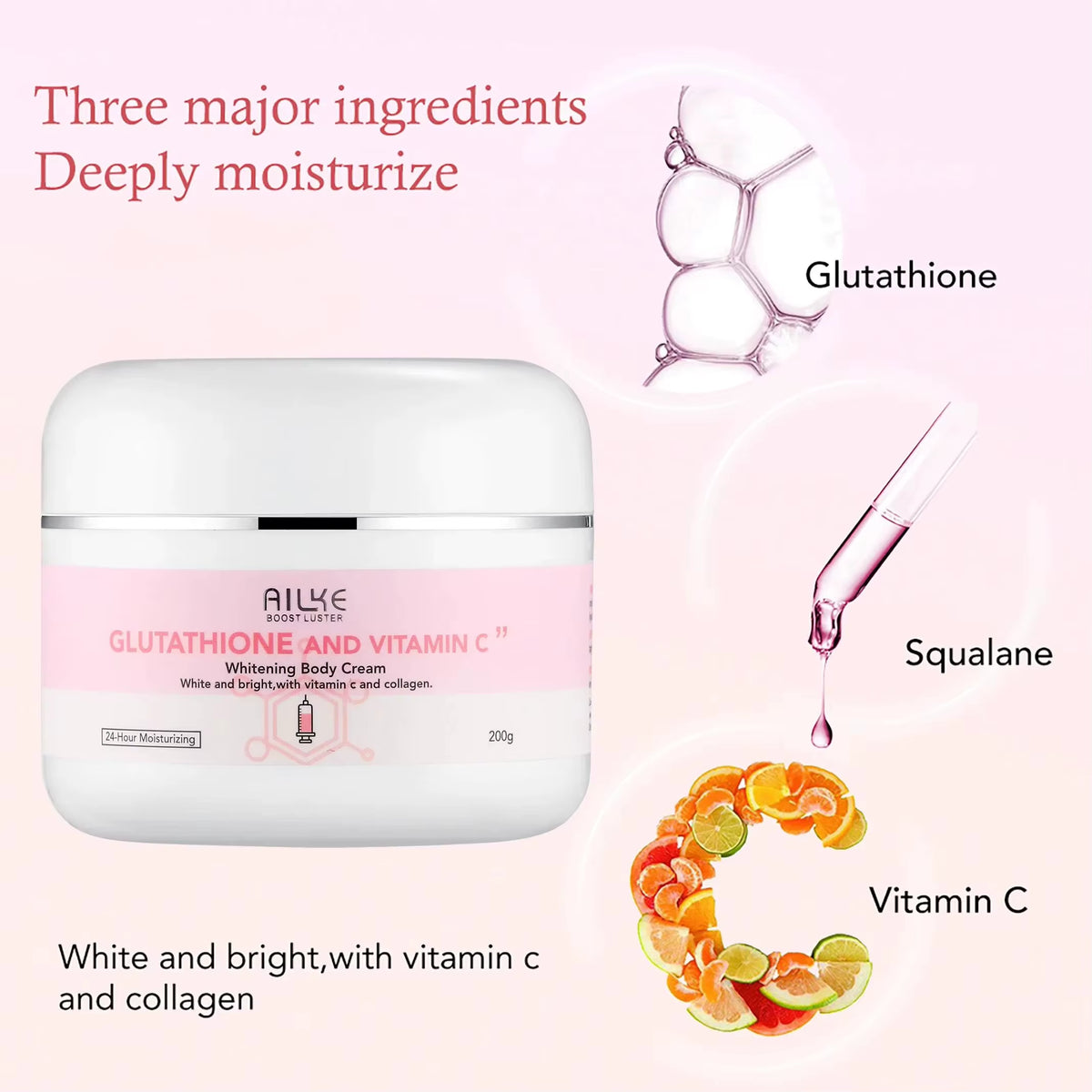 AILKE Glutathione and Vitamin C Skincare Set: Whitening Lotion, Moisturizing Cream, Lightening Soap, Spa Oil, and Glowing Body Cream