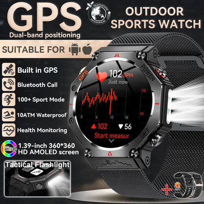2025 NEW GPS Outdoor Military Sports Watch TR-3 Compass Altimeter Barometric 10ATM Waterproof HD Bluetooth Call Smart Watch
