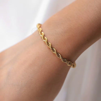 2/3/4/5Mm Stainless Steel Twisted Rope Chain Bracelets for Women Men Fashion Punk Bangle Length Adjustable 18Cm+5Cm