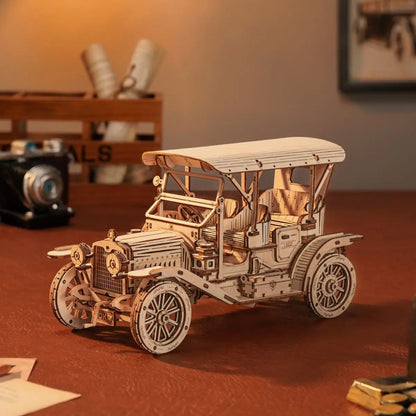 Robotime Rokr Classic Car 3D Wooden Puzzle - Vintage 1:15 Scale Model Building Kit for Children
