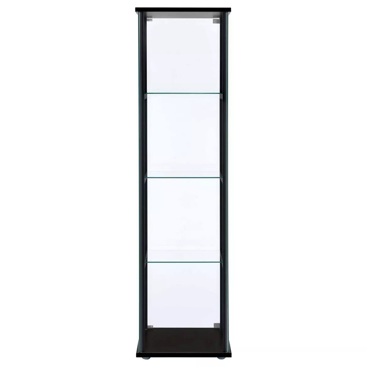 Cyclamen Contemporary 4-Shelf Glass Curio Cabinet in Black and Clear Finish
