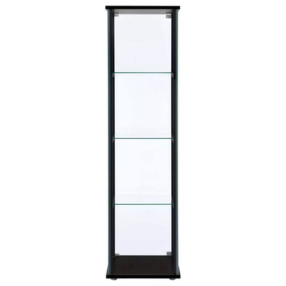 Cyclamen Contemporary 4-Shelf Glass Curio Cabinet in Black and Clear Finish