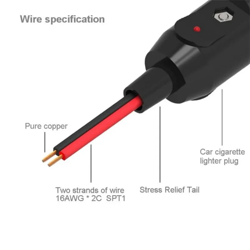 12V Car Cigar Lighter Plug Extension Cable Adapter with Indicator Light - Available in 2M and 5M Lengths