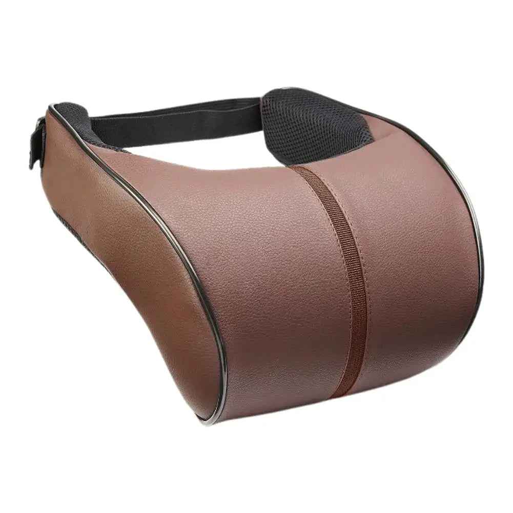 Adjustable Breathable Memory Foam Car Headrest and Neck Pillow with Leather Finish, Includes Car Waist Pad - Automotive Decorative Accessories